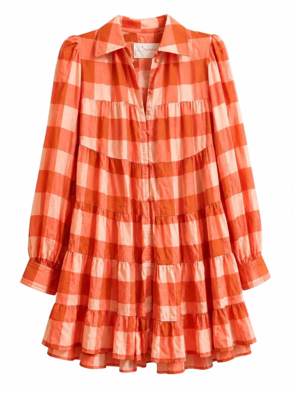 SUNDRESS Kelly Short Modal Mini Dress Plaid Gingham Coral NWT M/L - Picture 2 of 7